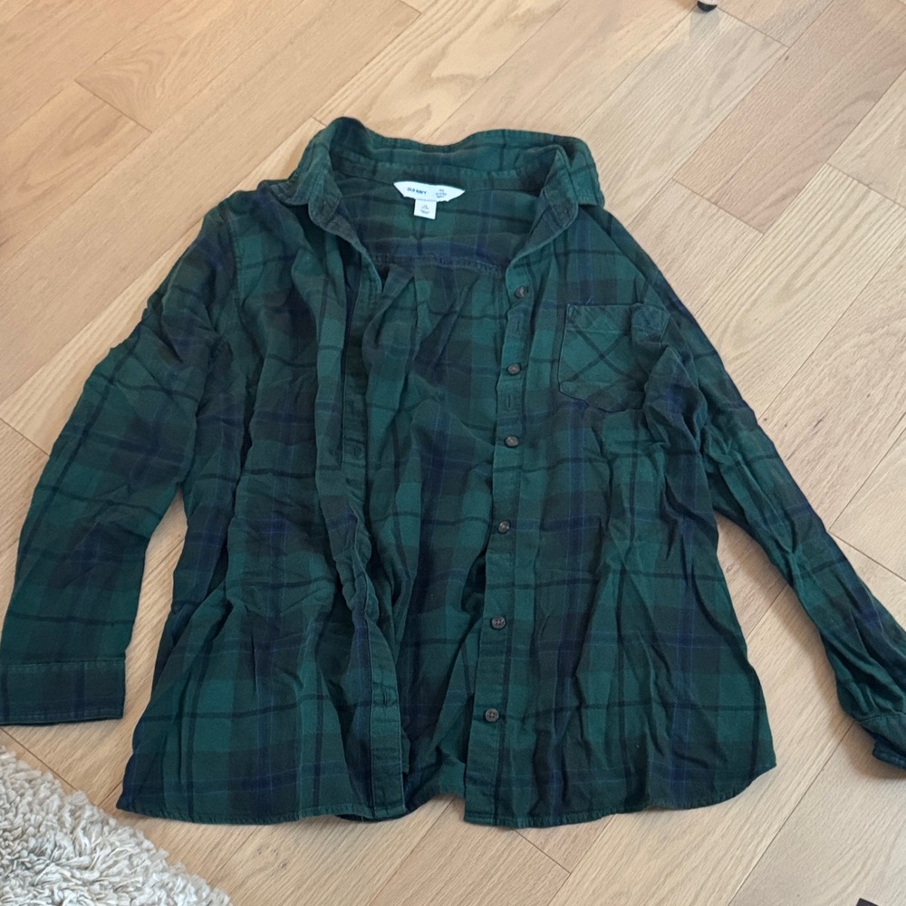 Old Navy Green and Blue Plaid Men's Shirt
